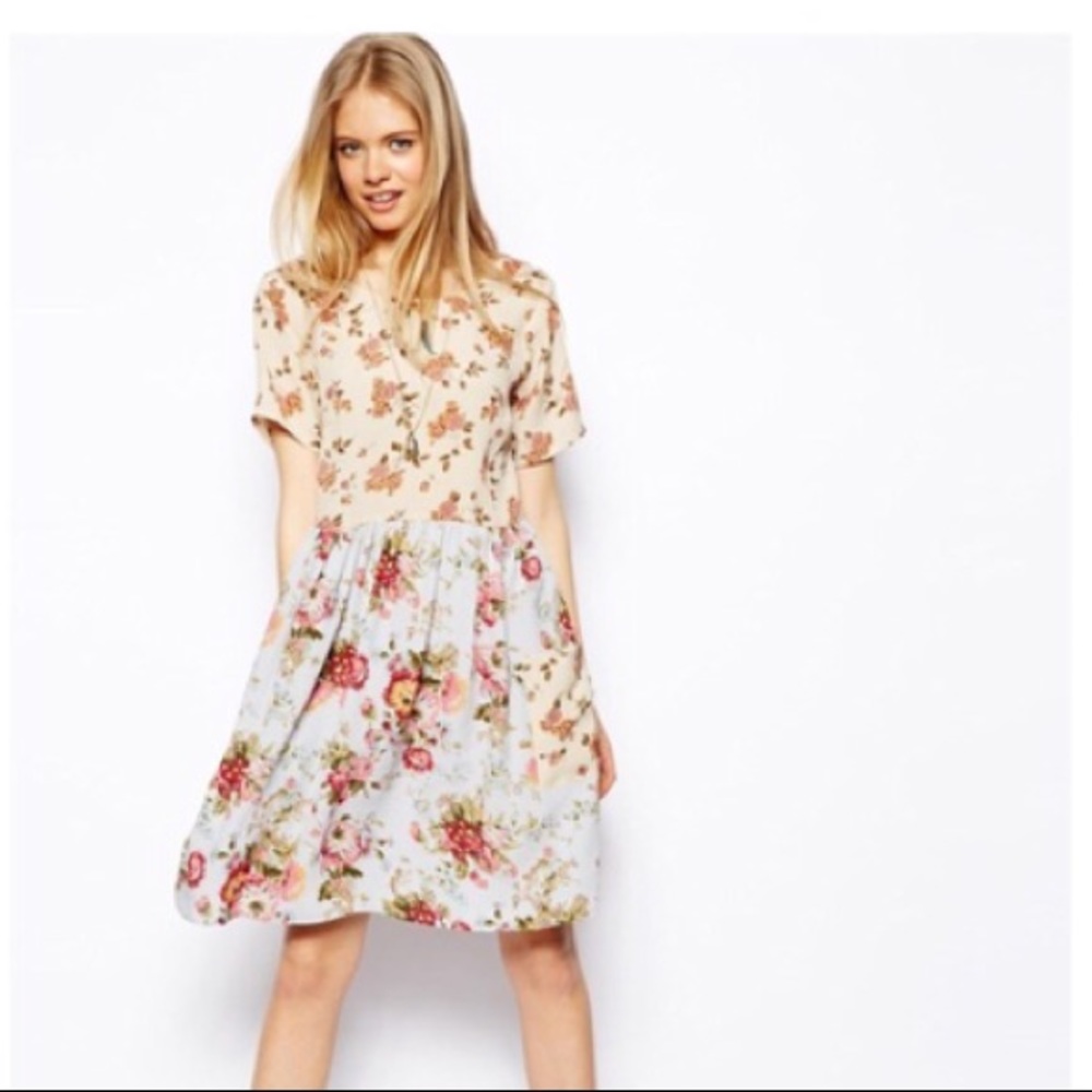 ASOS contrast floral babydoll dress